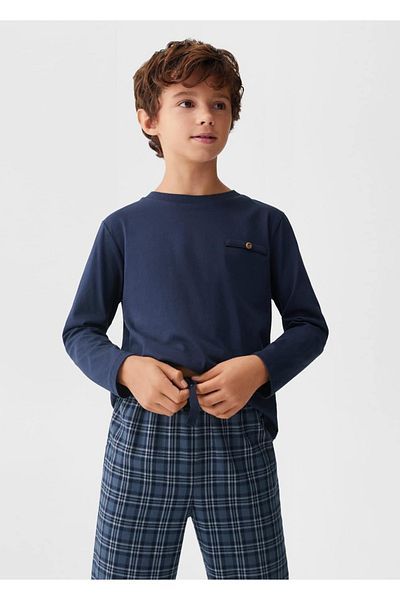 MANGO Kids Kariertes langes Pyjama-Set