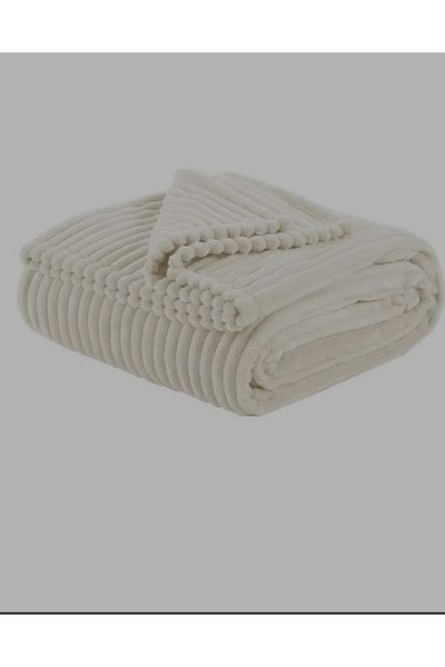 KÜBRAHOME'S Welsoft Striped Double Cream Blanket Zebra Casa