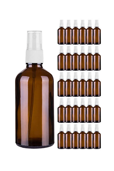 wellLine Amber 50 Ml Kapaklı Beyaz Sprey Fısfıs Kolonya Dezenfektan Cam Şişe ...