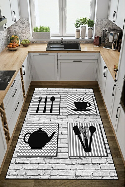 Modern home Desenli Dijital Baskı Dot/Keçe Mutfak Halısı Makinada Yıkanabilir...