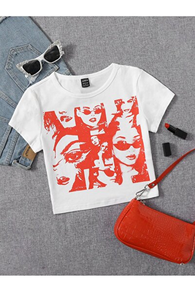 Jose Clothing Γυναικεία μπλούζα με κοντομάνικη στάμπα σε λευκό χρώμα