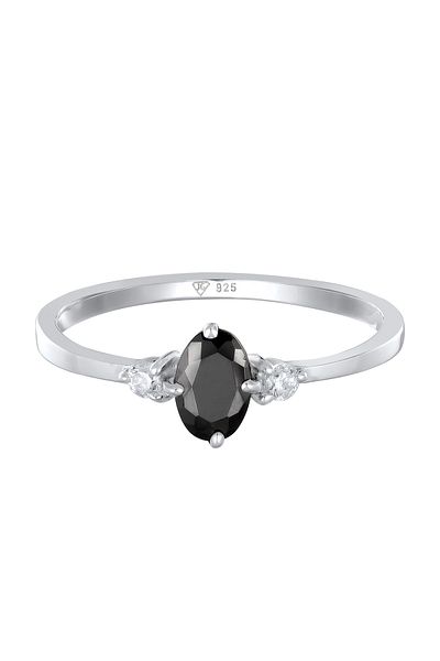 ELLI Ovaler Ring aus 925er Silber mit Zirkonia – Verlobung