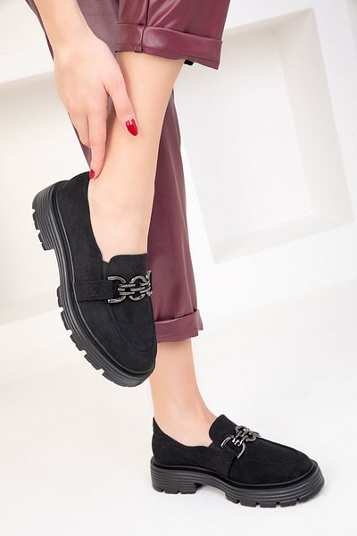 SOHO Schwarze Wildleder Freizeitschuhe für Damen 18738
