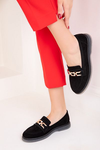 SOHO Schwarze Wildleder Freizeitschuhe für Damen 18748