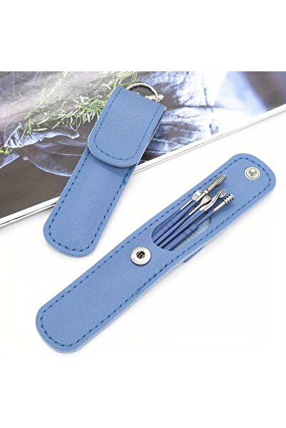 HASAN DESİGN Deri Çantalı 6 Parça Çelik Kulak Temizleme Seti, Kulak Kiri Temizleme Seti WB100L