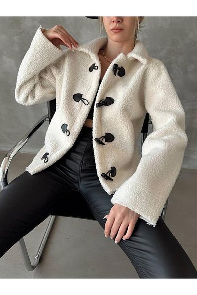 Renkli Dünyam Palton fleece din bumbac crem