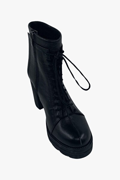 SOSELA 78-02-80023 Women's Genuine Leather Black Heeled Boots