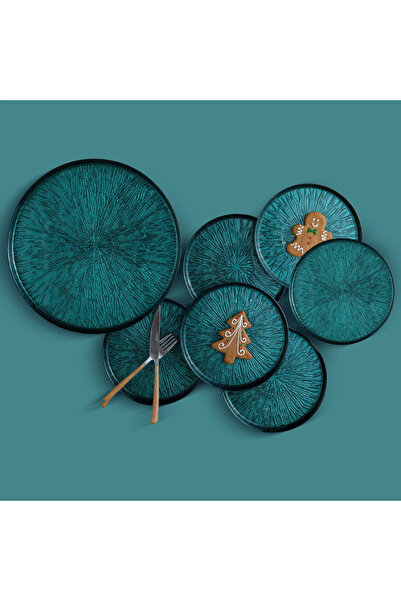 Karaca Teo Yeşil 7 Parça Standlı Pasta/Tatlı Seti