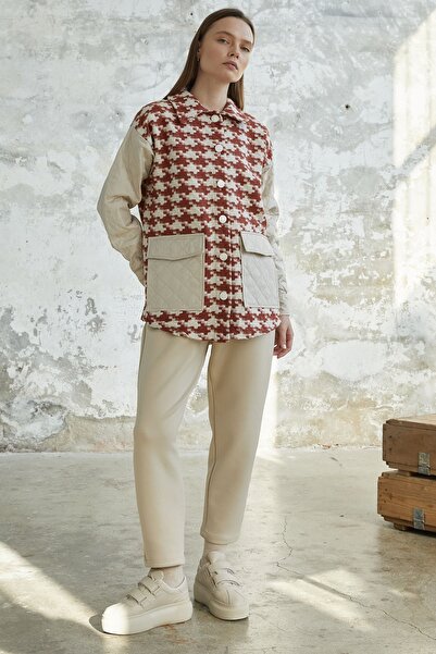 InStyle Kazayağı Desen Kapitone Ceket - Kiremit