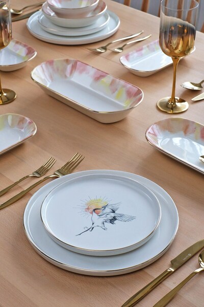 Glore Sunset Altın Yaldızlı 31 Parça 6 Kişilik Seramik Yemek Takımı