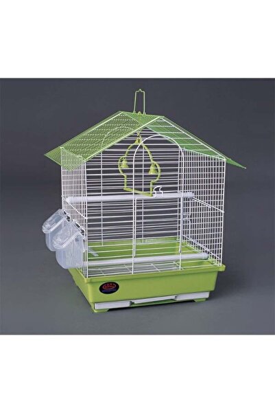 PATİİZİCO Dayang İki Kapılı Çatılı Muhabbet Kuş Kafesi Yeşil 30x23x41 Cm