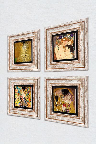 Pinecone Gustav Klimt Woman with a Fan, Portrait of Bauer, Mother Child, the Kiss Stone Painting Framed Wall Decor