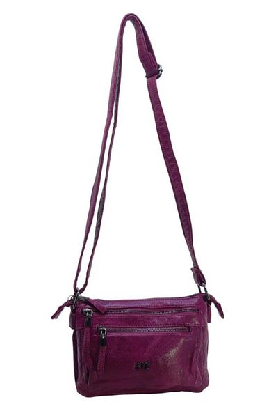 Baginn Geantă de umăr pentru poștaș cu curele încrucișate pentru femei Washed S.Leather