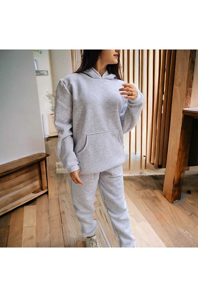 Pupa Hooded Winter Ribbed Large Oversize Women's Tracksuit Set