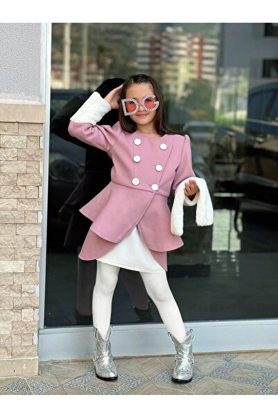 Genel Markalar kız çocuk kaşe astarlı kaban kolları kürklü-etek-kürk yaka top...