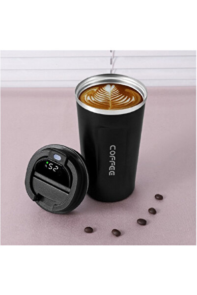 hediyeconcepti LED Sıcaklık Göstergesi Kahve Kupa Su Şişesi Termos Şişe Pasla...