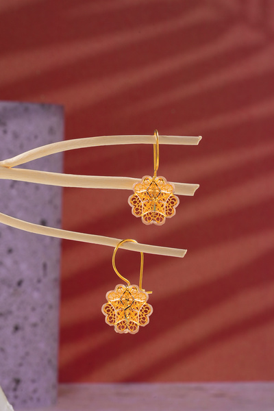 WOOW GOLD 14 Ayar Altın Küpe Gül Küpe