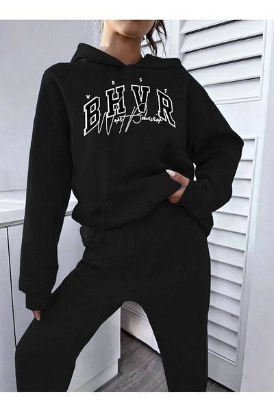 Modern Moda Σετ αθλητικής φόρμας - BHVR εμπριμέ υπερμεγέθη φούτερ Jogger