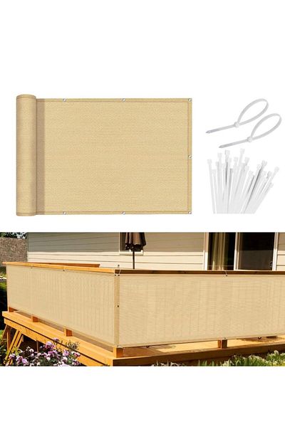pamukkale branda Balcony Iron Curtain Railing Curtain Beige Net