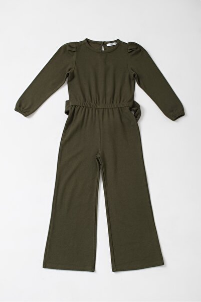Tinymuyt Girl's Belt Detailed Ribbed Jumpsuit