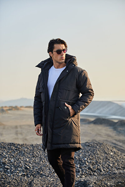 RHONES ΑΝΔΡΙΚΟ ΜΑΚΡΥ ΠΑΛΤΟ ΜΕ ΚΟΥΚΟΥΛΑ