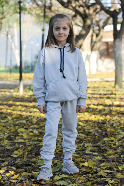 İnciTekstil İnci Tekstil kanguru cepli kapüşonlu unisex kız erkek çocuğu eşofman takımı