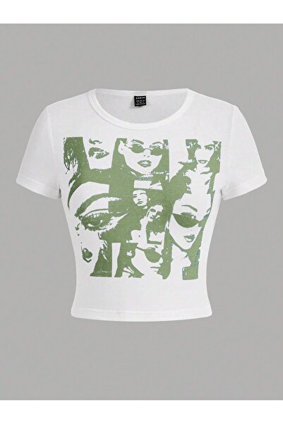 Jose Clothing Γυναικεία μπλούζα με κοντομάνικη στάμπα σε λευκό χρώμα