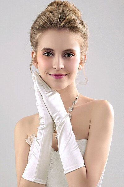 Hayalperest boncuk Saten Yarım Kol Gelin Eldiveni Sadetn Kumaş Kostüm Eldiven...