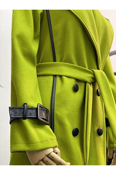 Esre Store 4439 - Kemerli Tesettür Kaban Yeşil