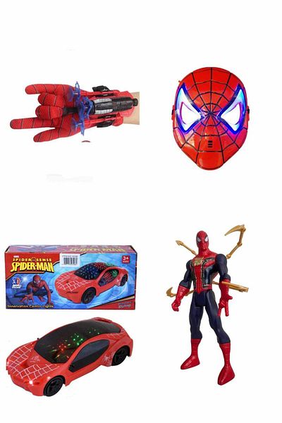 Kids SPIDER MAN 30CM SOUNDED OCTOPUS SLEEVES-BATTERY-LIGHTED CAR-ARROW ATAN GLOVES-LIGHTED MASK