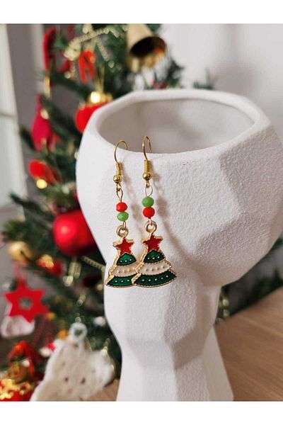 Elila Design Christmas Pine Tree Themed Necklace and Earring Set