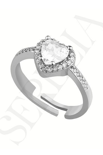 Serelia Adjustable Zircon Stone Heart Steel Ring