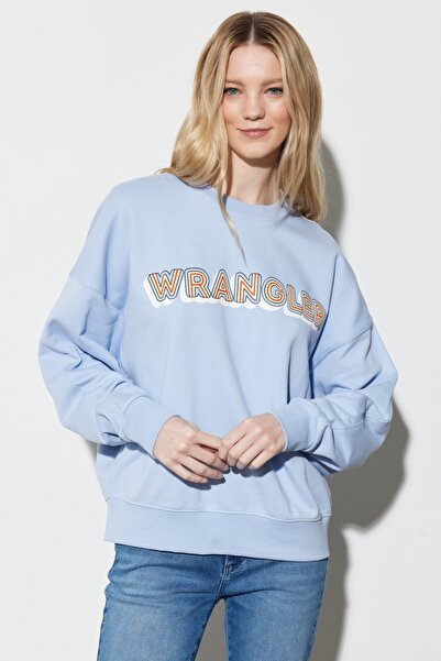 WRANGLER Regular Fit Normal Kesim %100 Pamuk Bisiklet Yaka Mavi Sweatshirt