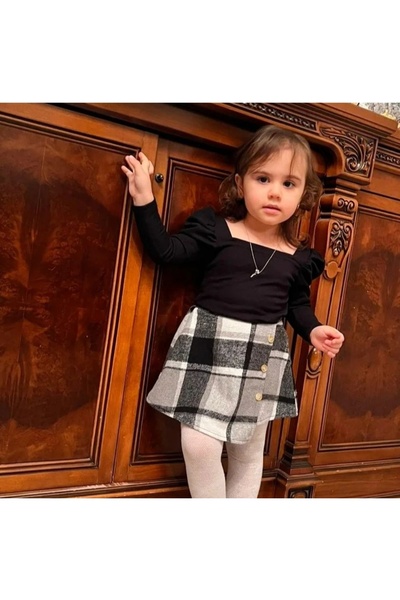 EDK GYM Girl's plaid skirt and blouse suit girls dress