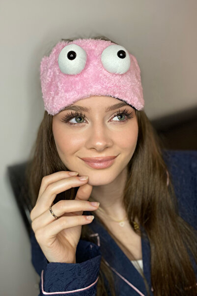 TAKIŞTIR Pembe Renk Göz Figürlü Uyku Bandı