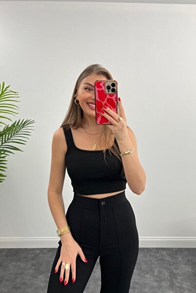 ZF BUTİK Παντελόνι Ultra High Waist Crepe Fabric Lycra Palazzo