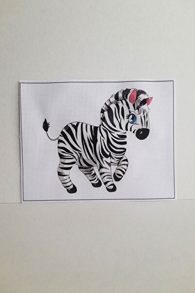 ElkaHobi Çocuklar İçin Goblen Etamin İşleme Seti 17x22 cm Zebra Deseni
