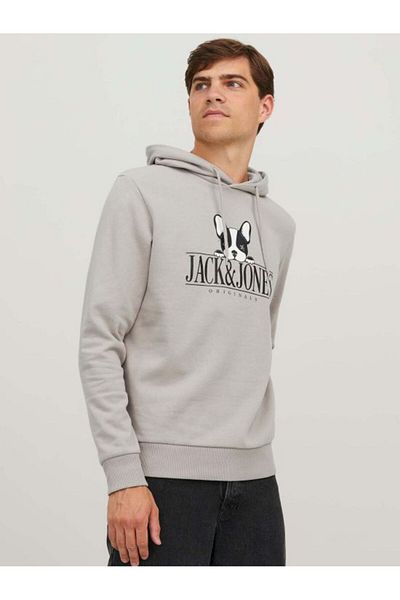 Jack & Jones Ανδρικό φούτερ Jack&Jones με κουκούλα ανοιχτό καφέ 12244219