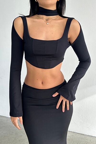 World Fashion Trends Bluză neagră fără umăr