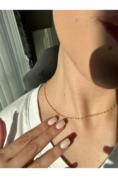 Gizzy 925 Ayar God Renk Gümüş İnce Unisex Kolye