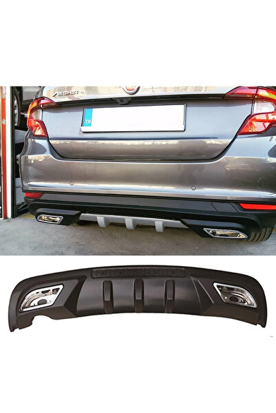 MKG Otomotiv Fiat Egea Uyumlu Difüzör Difizör Siyah + Kare Egzoz Görünüm C Tip