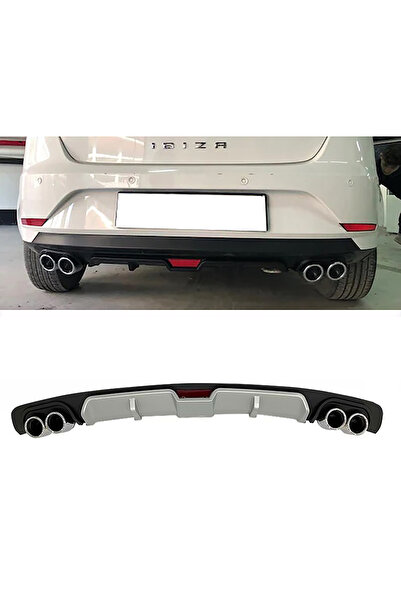MKG Otomotiv Seat İbiza Mk4  Uyumlu Gri Difüzör 4 Krom Egzoz Görünümlü Difizö...