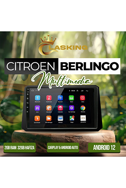 ClasKing CITROEN BERLINGO 2019-2023 UYUMLU 2 GB RAM 32 GB HAFIZA ANDROİD MULTIMEDIA TEYP CARPLAY