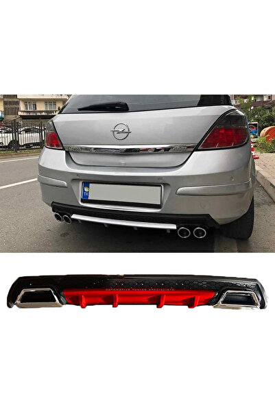 MKG Otomotiv Opel Astra H Kırmızı Difüzör Çiftli Kare Egzoz Görünümlü D Tip D...