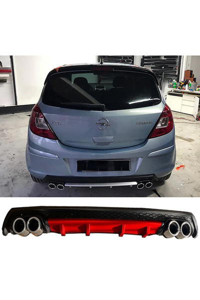 MKG Otomotiv Opel Corsa D Uyumlu  Kırmızı Difüzör Çiftli Yuvarlak Egzoz Görün...