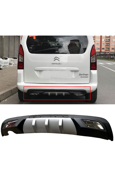 MKG Otomotiv Citroen Berlingo Uyumlu Difüzör Difizör Gri + Kare Egzoz Görünüm...