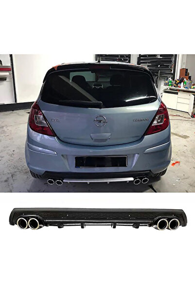 MKG Otomotiv Opel Corsa D Uyumlu Siyah Difüzör Çiftli Yuvarlak Egzoz Görünüml...