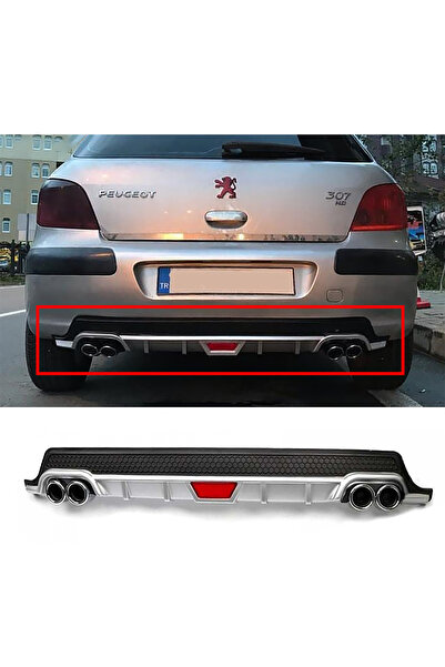 MKG Otomotiv Peugeot 307 Gri Difüzör Difizör Yuvarlak Egzoz Görünüm Kulaklı Tip