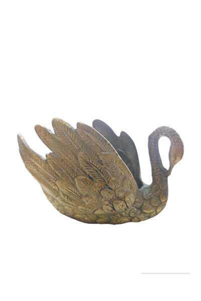 Dedemin Antikaları Antika Pirinç Kuğu Figürlü Biblo&Mumluk