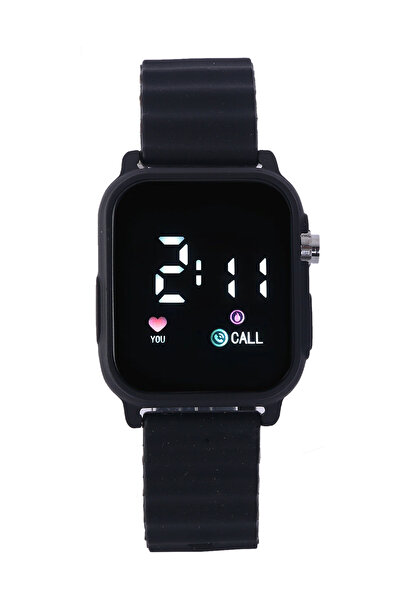 pierrose ساعة يد رياضية للجنسين بسلك سيليكون أسود وشاشة LED رقمية